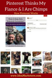 Pinterest thinks my fiance and I are chimps. How Pinterests works. How it decides what images are about.