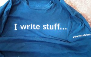 I write stuff t-shirt from SLCC -- Writing Confidence